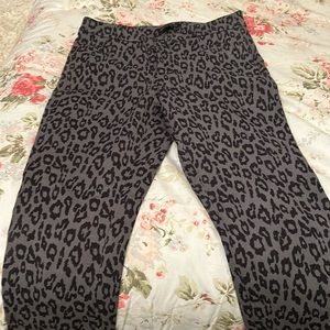Slacks grey with black leopard spots size 2 some stretch never worn straight leg